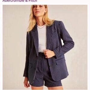 Blazer - Abercrombie & Fitch Women's Striped Navy Blazer